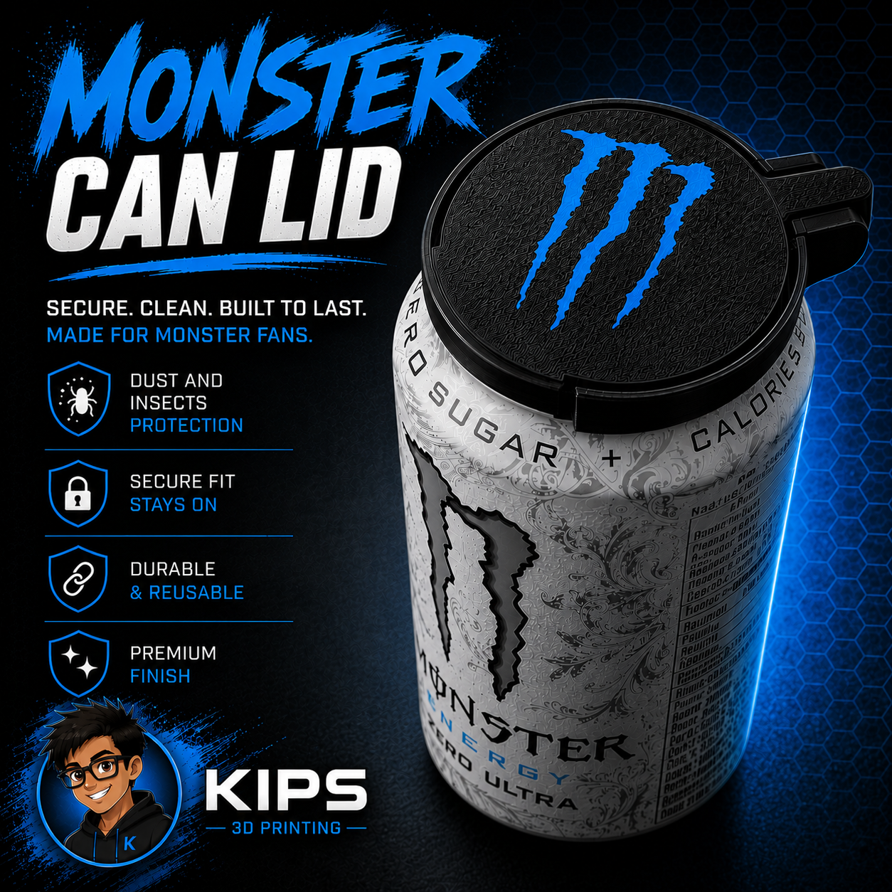Can Lid Cover - Dust Protector - Insect Protector- For Monster Can