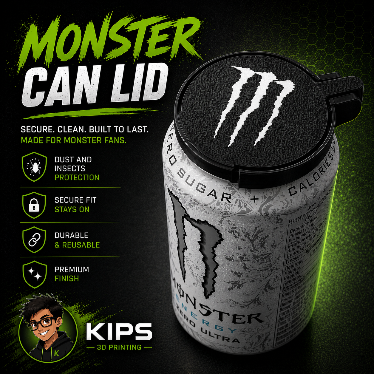 Can Lid Cover - Dust Protector - Insect Protector- For Monster Can
